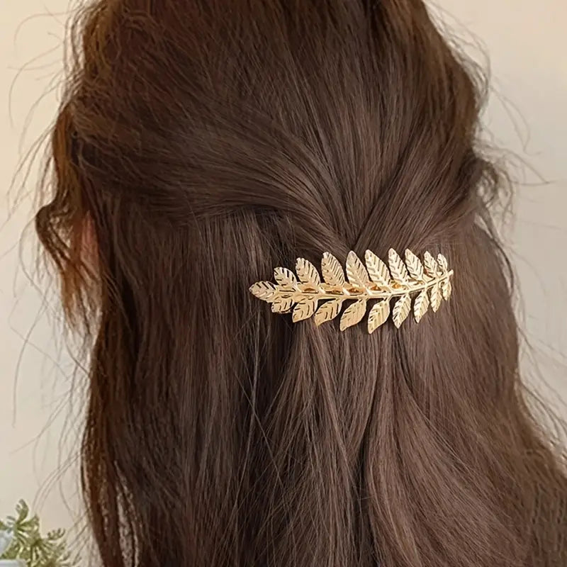 Leaf Hair Clip Gold