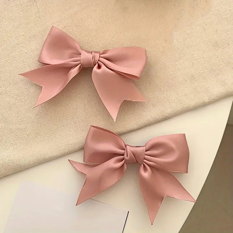 2 Pairs Mini Satin Ribbon Bow Hair Clip