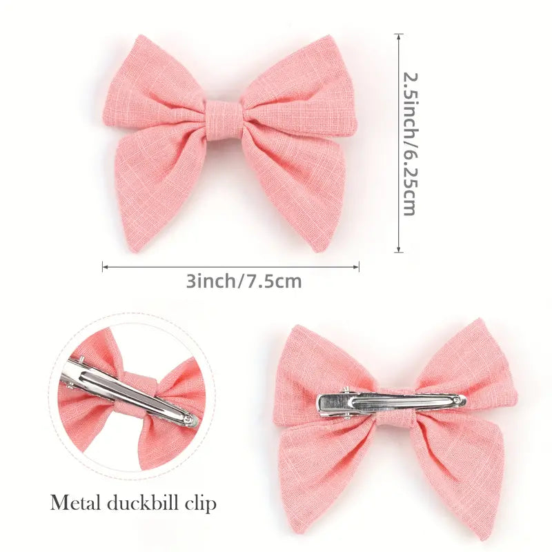 Pair Mini Cloth Ribbon Bow Hair Clip