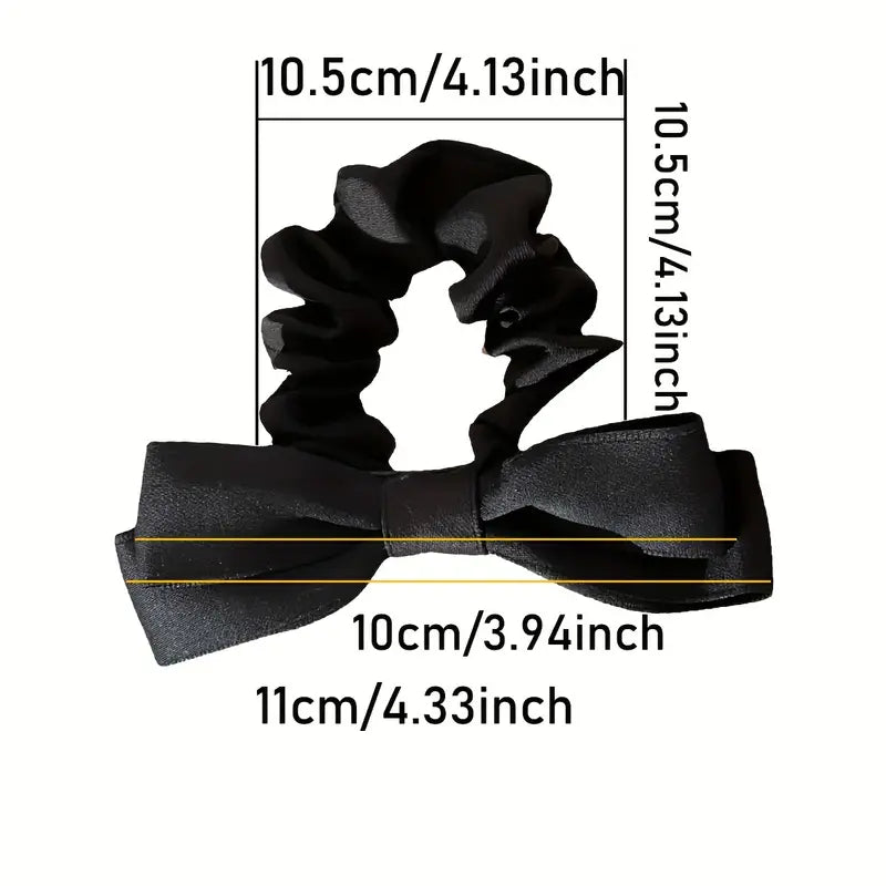 Double Layer Bow Decor Satin Scrunchies