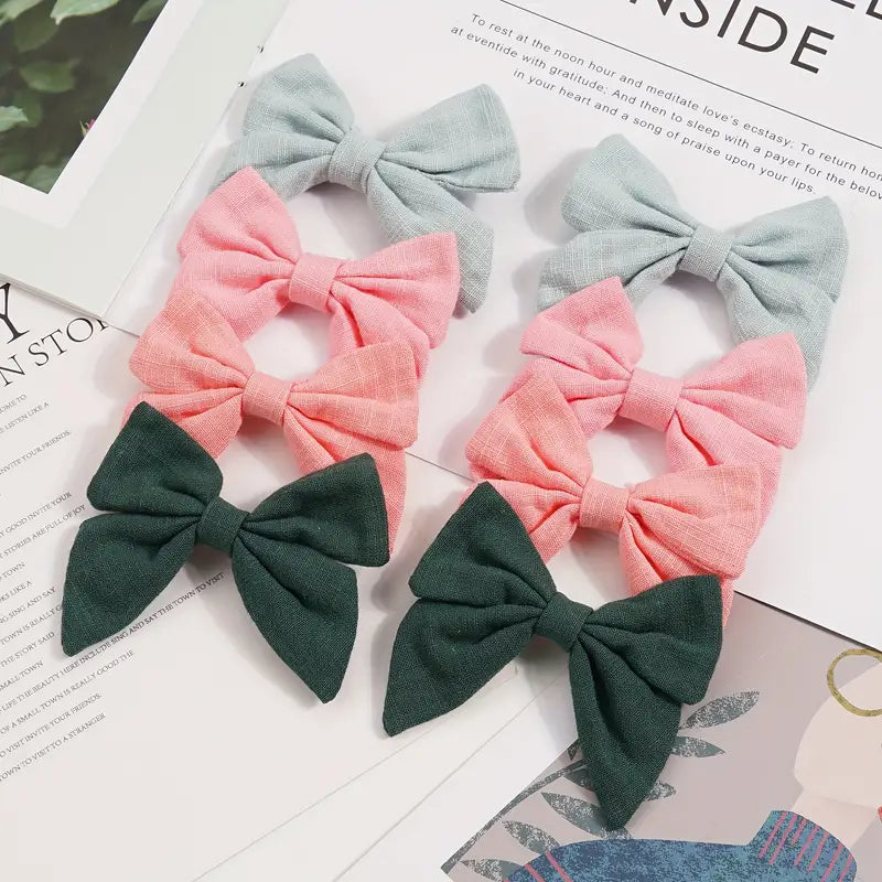 Pair Mini Cloth Ribbon Bow Hair Clip