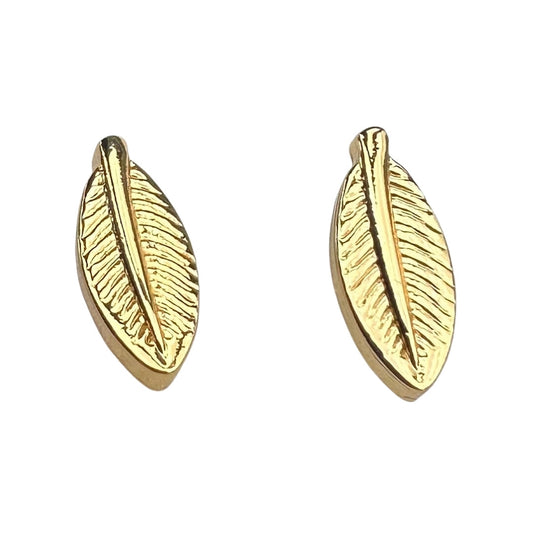 PENDIENTES HOJAS BAÑADOS EN ORO 24K CON CIRCONITAS