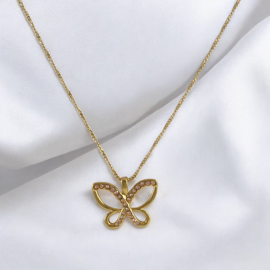 Butterfly Necklace Gold Plated 24K