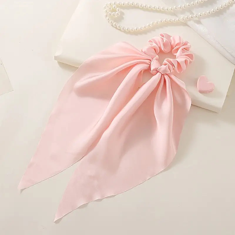 Satin Knotted Bow Hair Tie Scarf Scrunchies