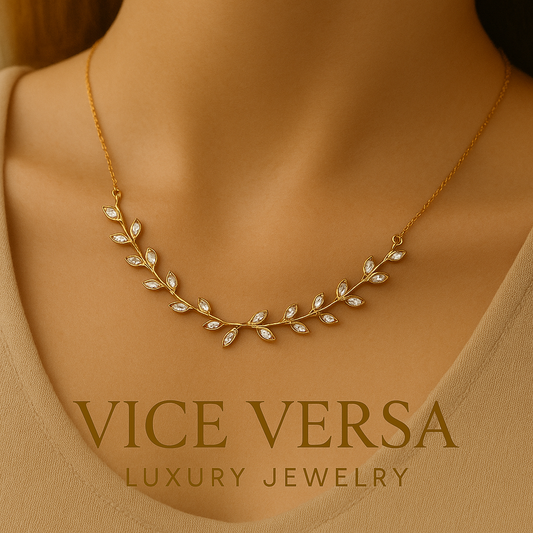 Flowers attached  Necklace  Gold Plated 24K