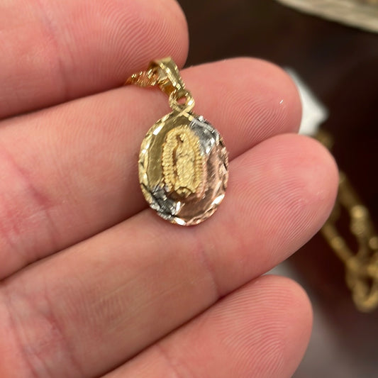 Virgin Mary Guadalupe Gold Filled 18K Charm Tri Color