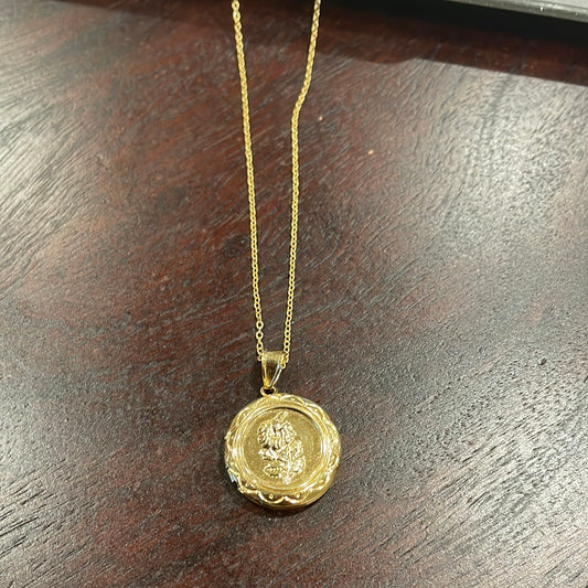 Rose Locket Cable Link Chain Real Gold Filled 18K