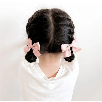 2 Pairs Mini fabric Ribbon Bow Hair Clip