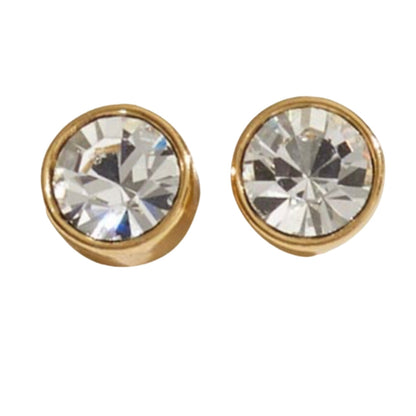 Big Studs Zircon Earrings Real Gold Plated 24K