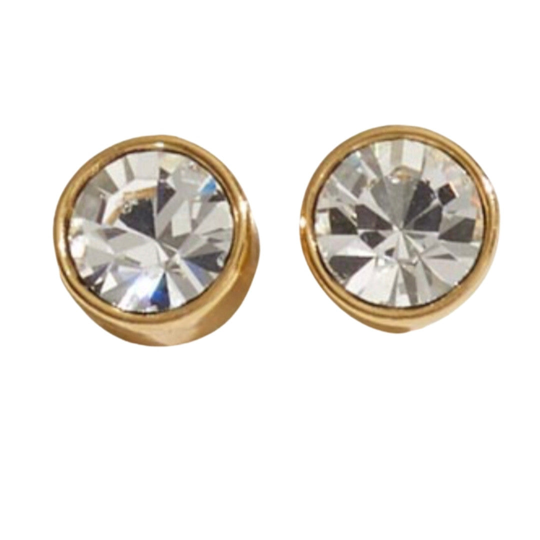 small GOLD PLATED 24K EARRINGS CIRCLE WITH ZIRCON