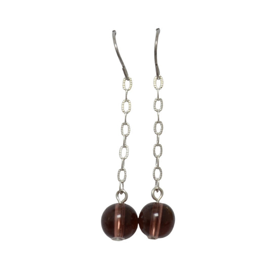 Light Brown Drop Earrings Silver Plated