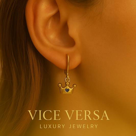 Dangle Crowns Earrings 24K Gold Plated