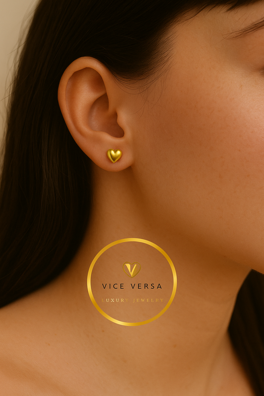 Hearts Stud Earrings Gold Plated 24K