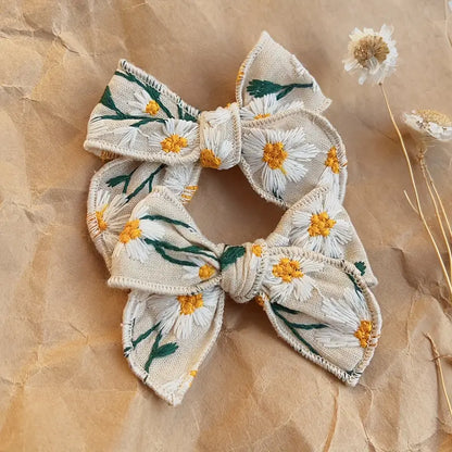 Pair Mini Cloth Ribbon Bow Hair Clip