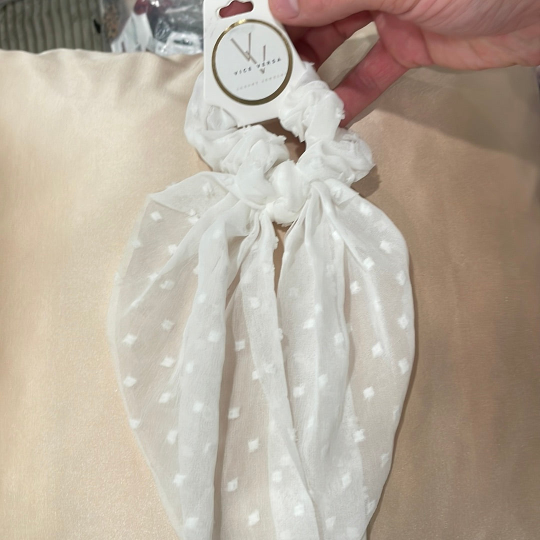 Satin Knotted Bow Hair Tie Scarf Scrunchies