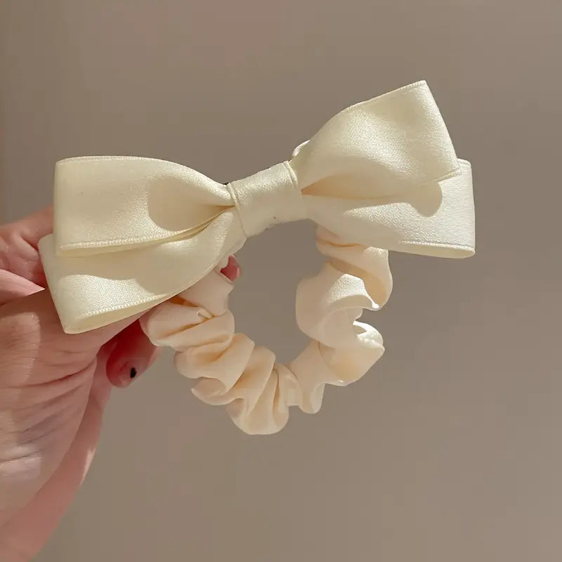 Double Layer Bow Decor Satin Scrunchies