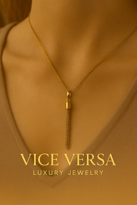 Long tassle Necklace  Gold Plated 24K