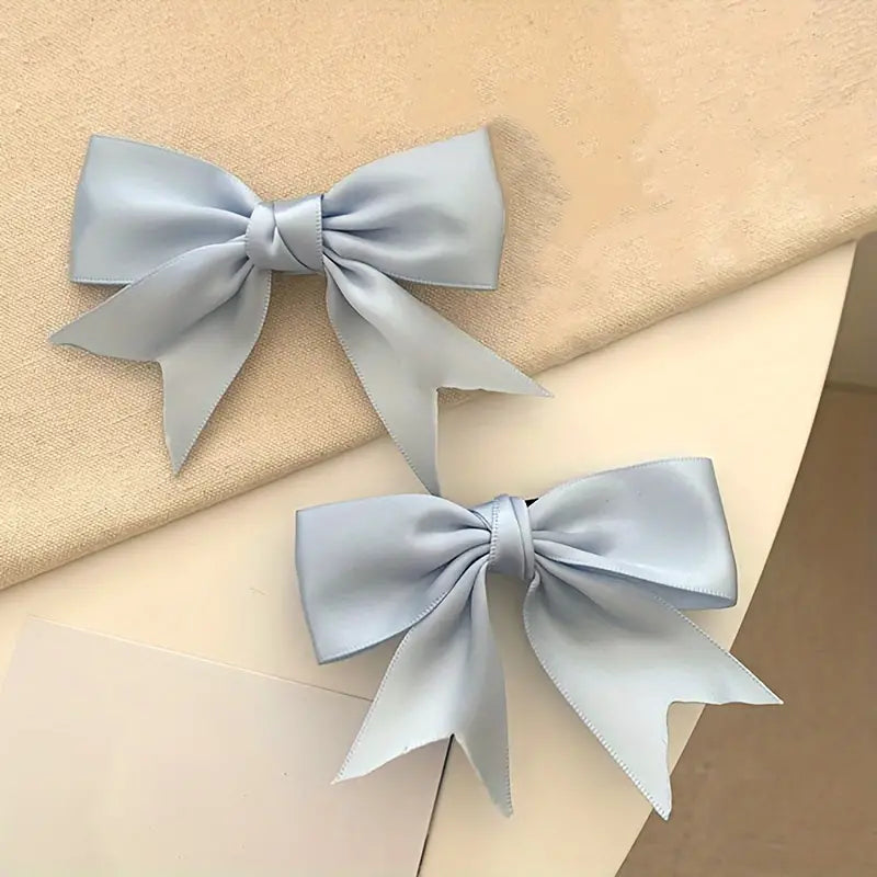 2 Pairs Mini Satin Ribbon Bow Hair Clip