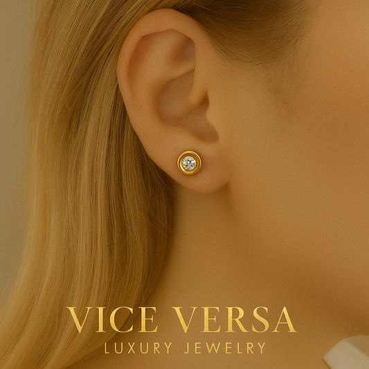 GOLD PLATED 24K EARRINGS CIRCLE WITH ZIRCON