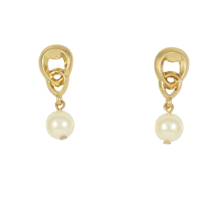 LONG GOLD PLATED 24K EARRINGS WITH PEARL