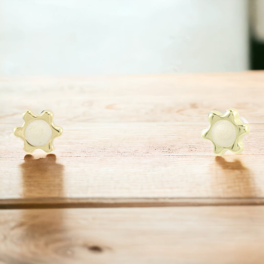 White Sunflower Stud Earrings