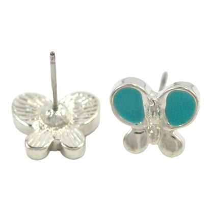 Blue Butterfly Silver Plated Stud Earrings