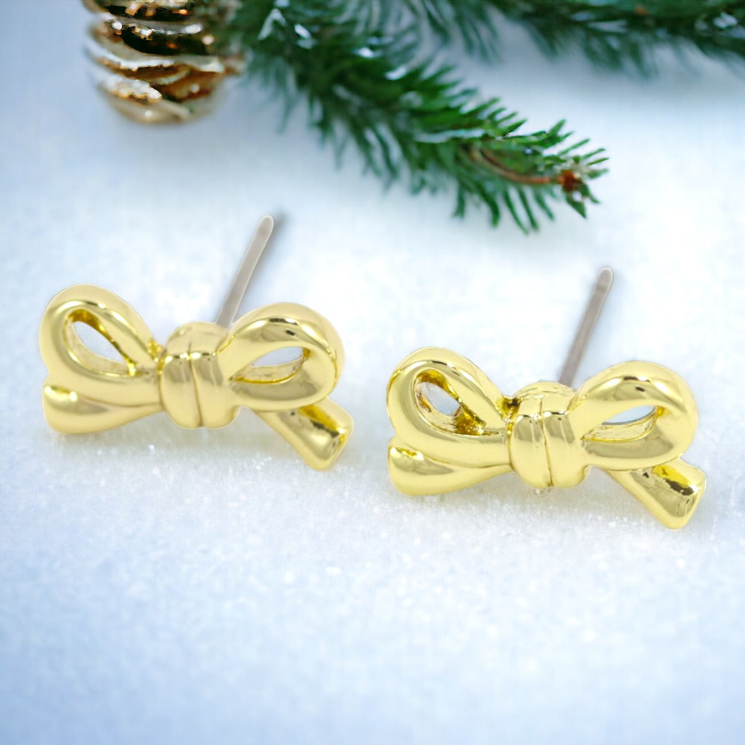 Ribbon Earrings Real Gold Plated 24K