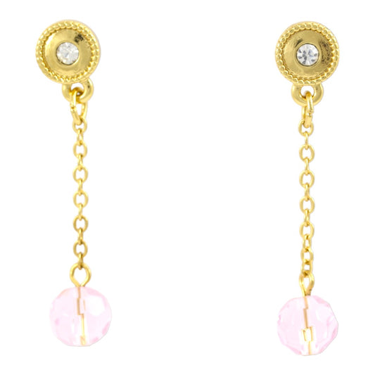 Pink Dangle Gold plated Earrings