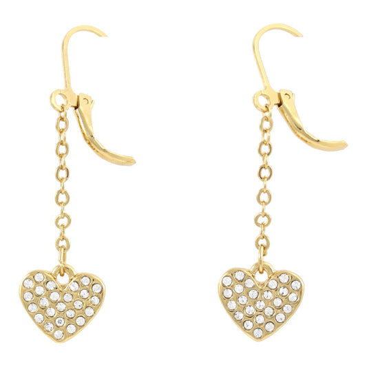 Heart Dangle Earrings Gold Plated 24k