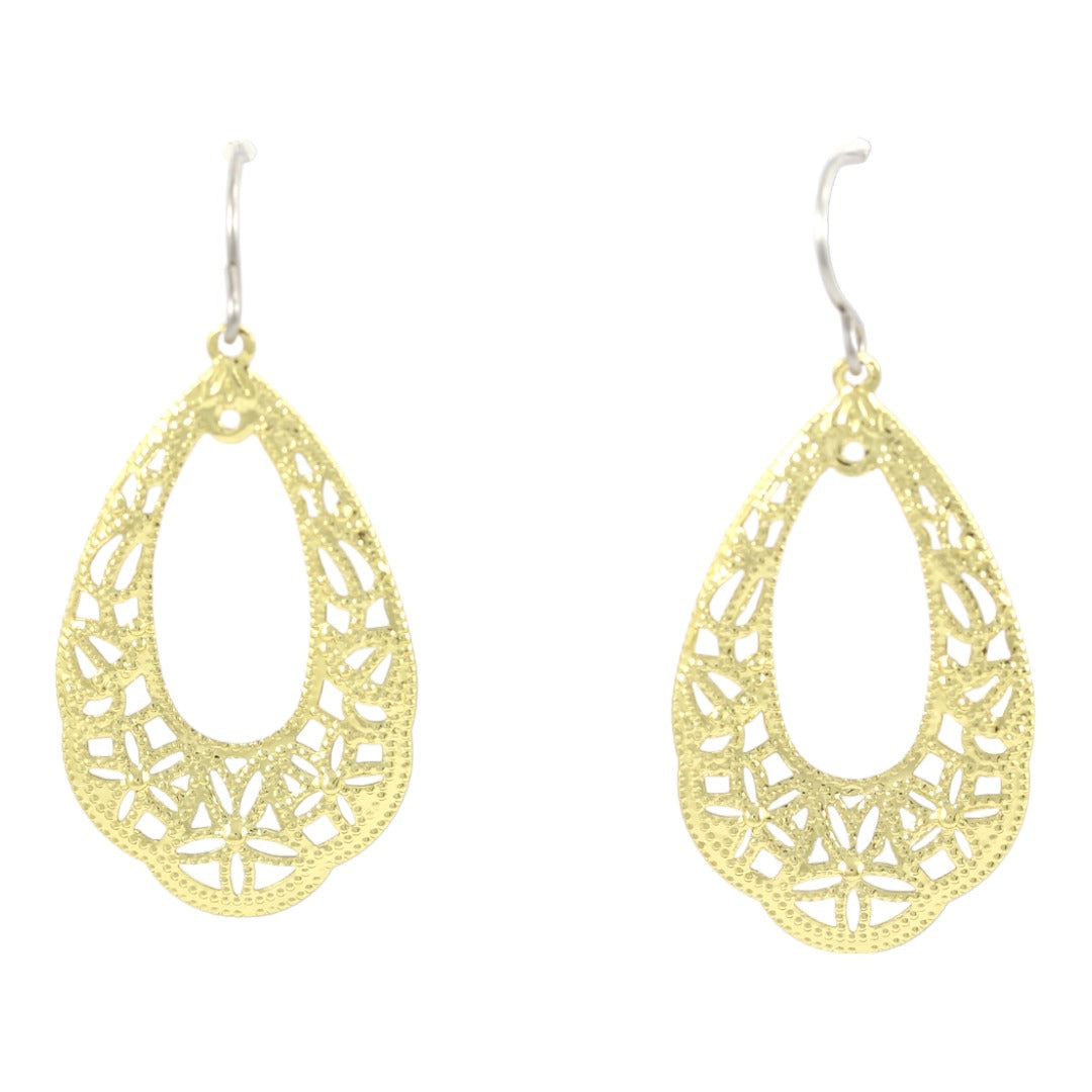 Open leaves dangle earrings Gold plated 24K