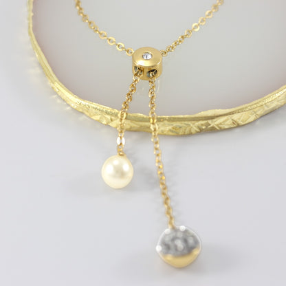 Pearl and gold zircon Gold Necklace Gold Plated 24K