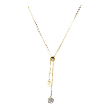 Pearl and gold zircon Gold Necklace Gold Plated 24K