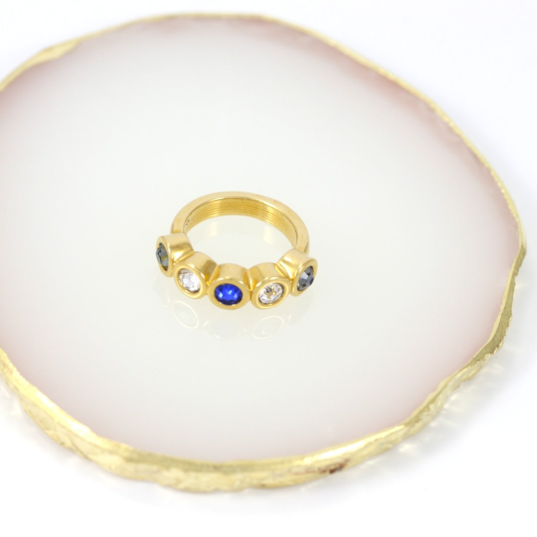 Colorful ring zircons Real Gold Plated 24K