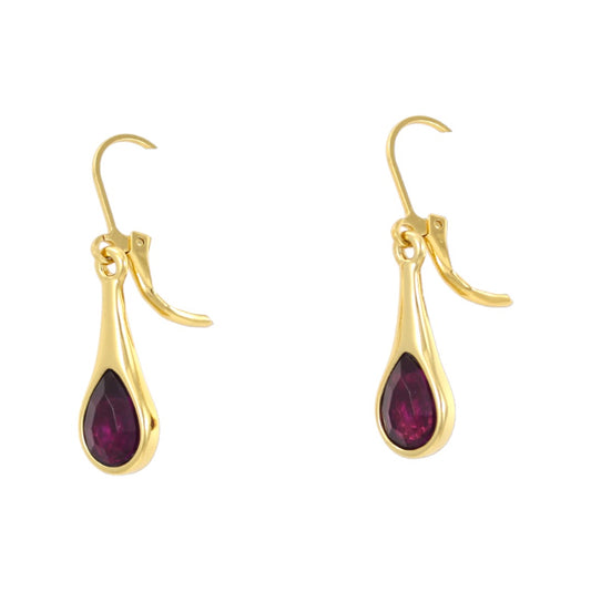 Violet Precious Stone Drop Earrings Gold Plated