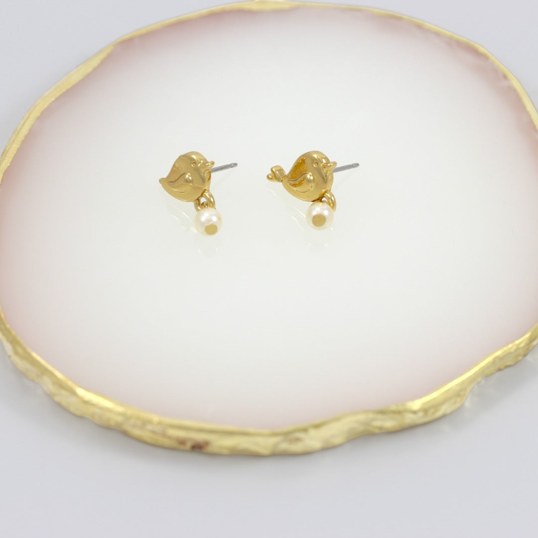 Birds Drop Earrings Real Gold Plated 24K