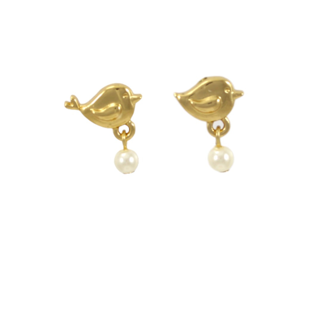 Birds Drop Earrings Real Gold Plated 24K