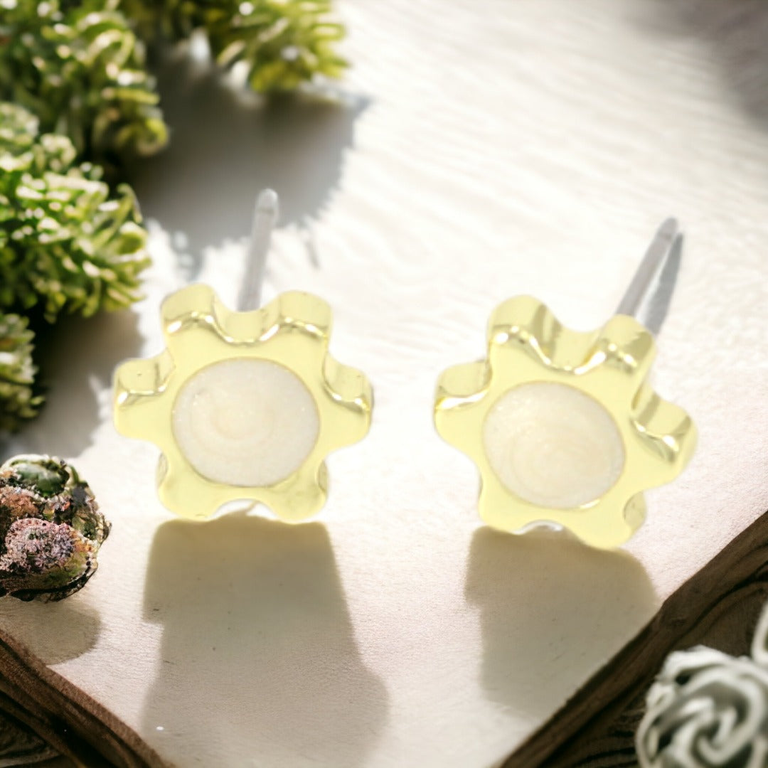 White Sunflower Stud Earrings