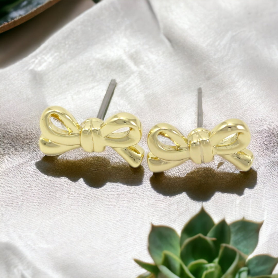 Ribbon Earrings Real Gold Plated 24K