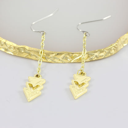 Dangle Pine Trees Real Gold plated 24k Earrings