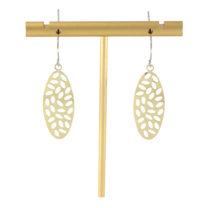 GOLD PLATED 24K EARRINGS DANGLE  - LONG OVAL LEAVES