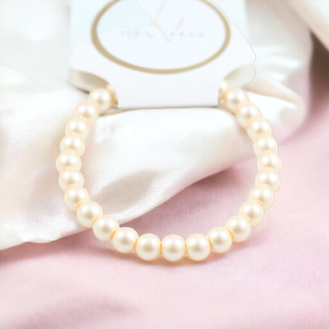 Salmon Pearl Stretch Bracelet