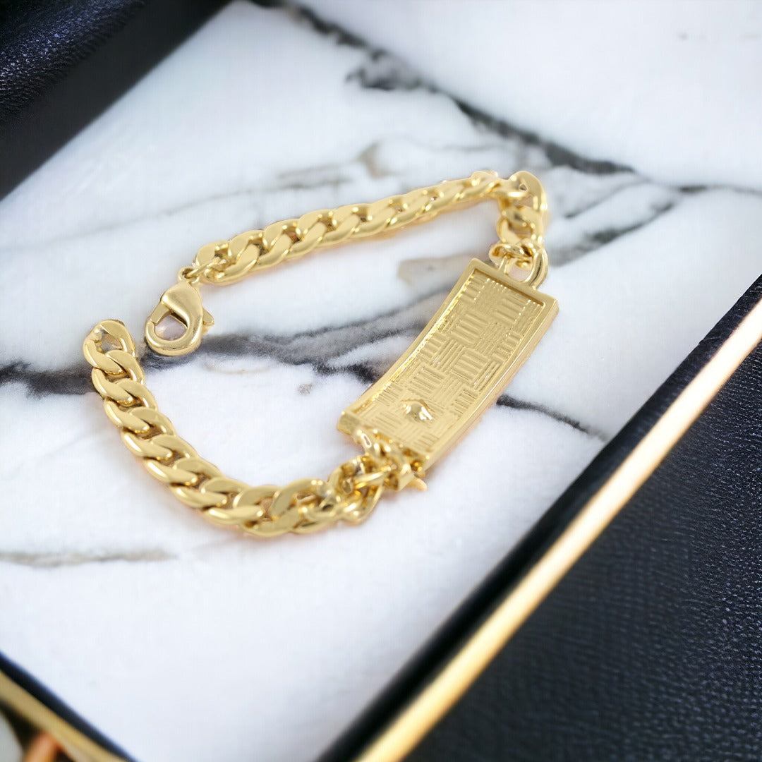 Black & Gold Bracelet Gold Plated 24K