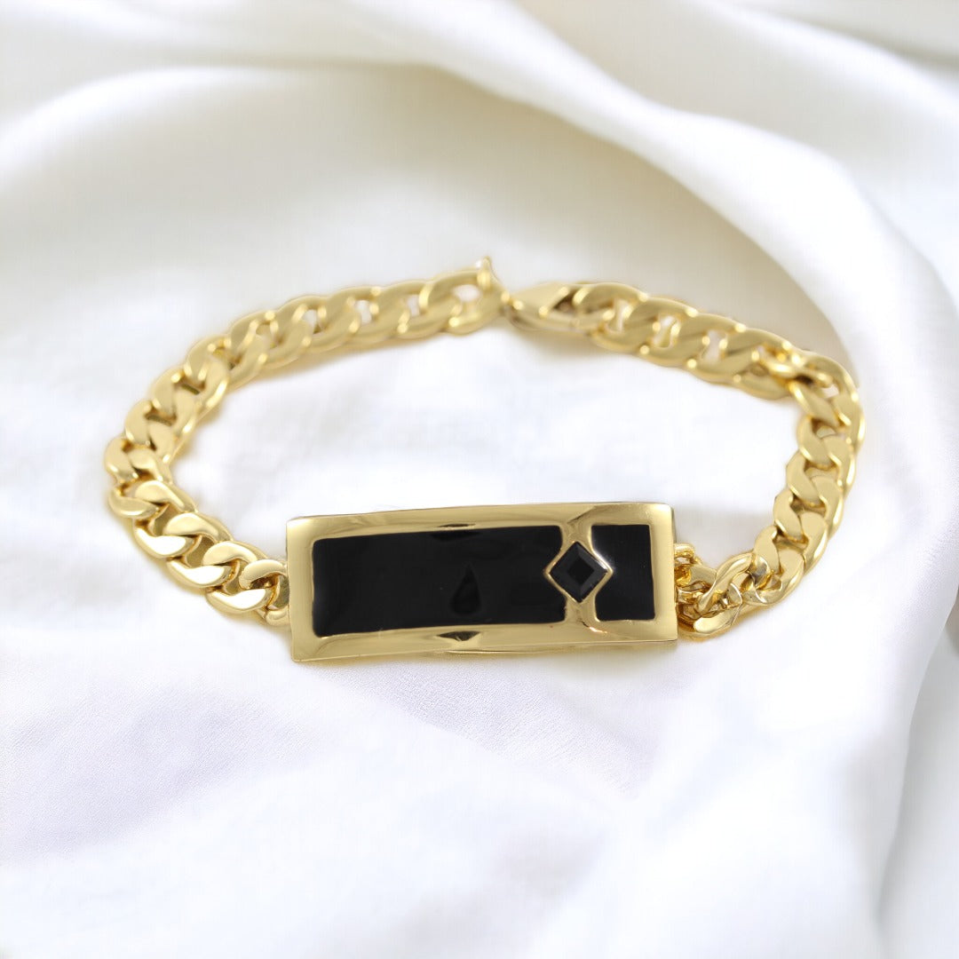 Black & Gold Bracelet Gold Plated 24K