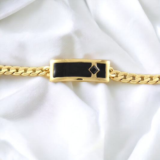 Black & Gold Bracelet Gold Plated 24K