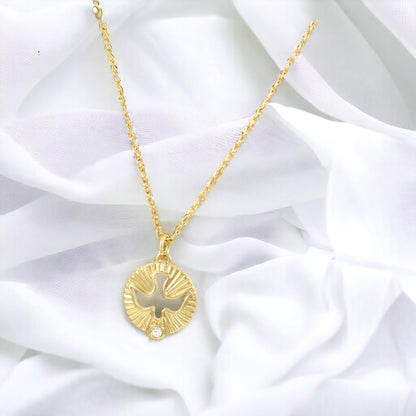 Holy Spirit Necklace Gold Plated 24K