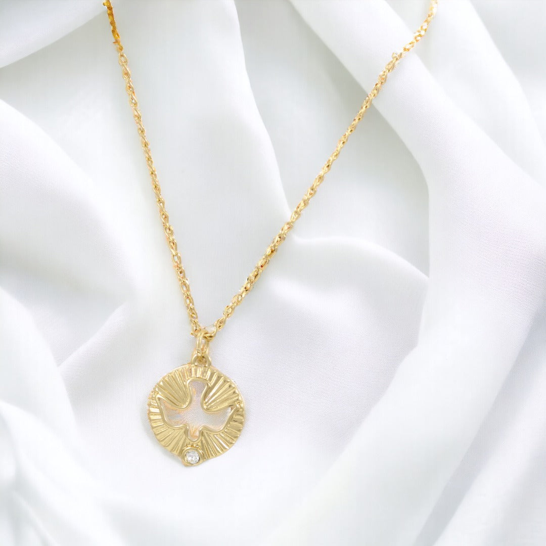 Holy Spirit Necklace Gold Plated 24K