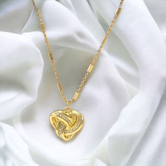 Tangled Heart Necklace Real Gold Plated 24K