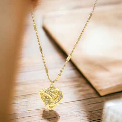 Tangled Heart Necklace Real Gold Plated 24K