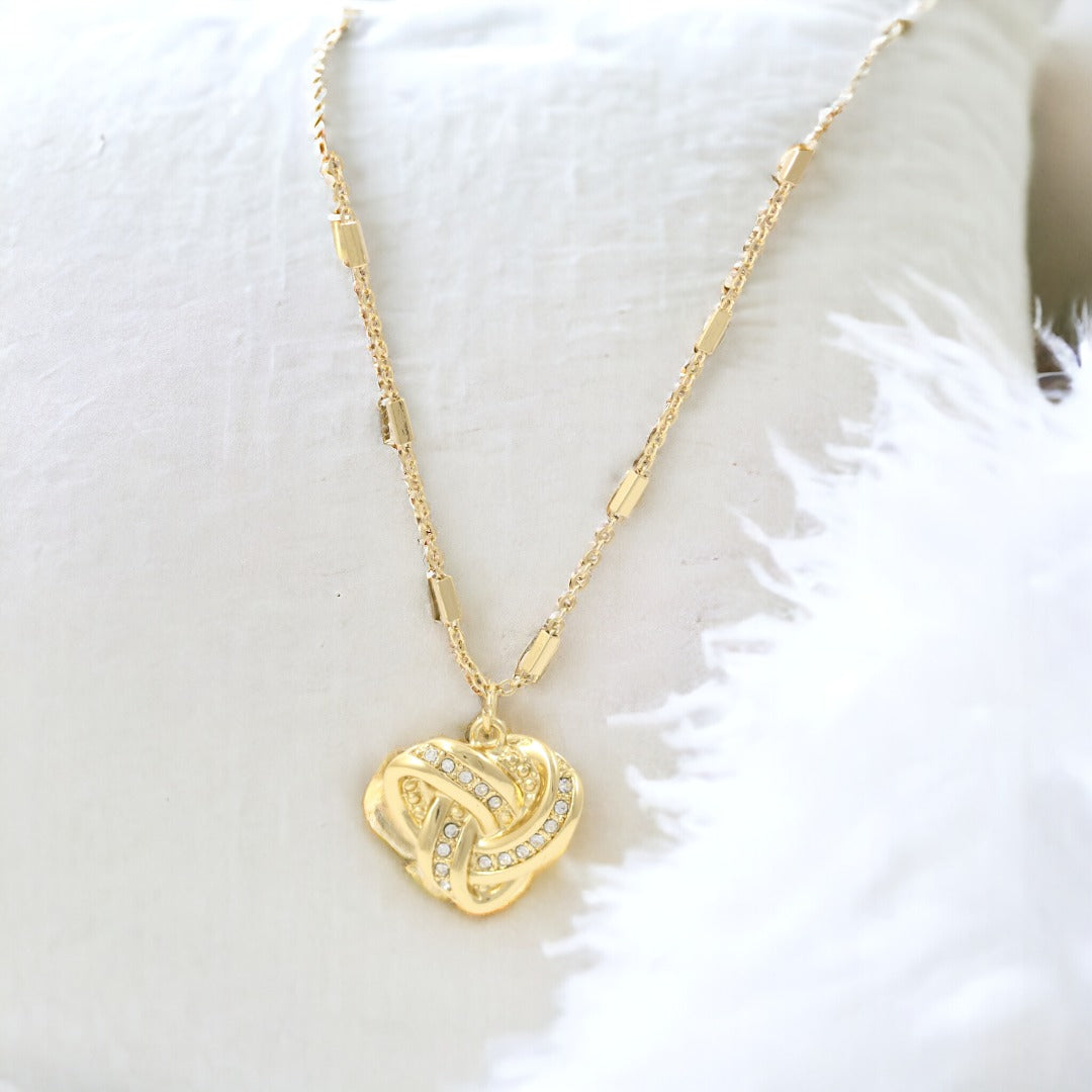 Tangled Heart Necklace Real Gold Plated 24K