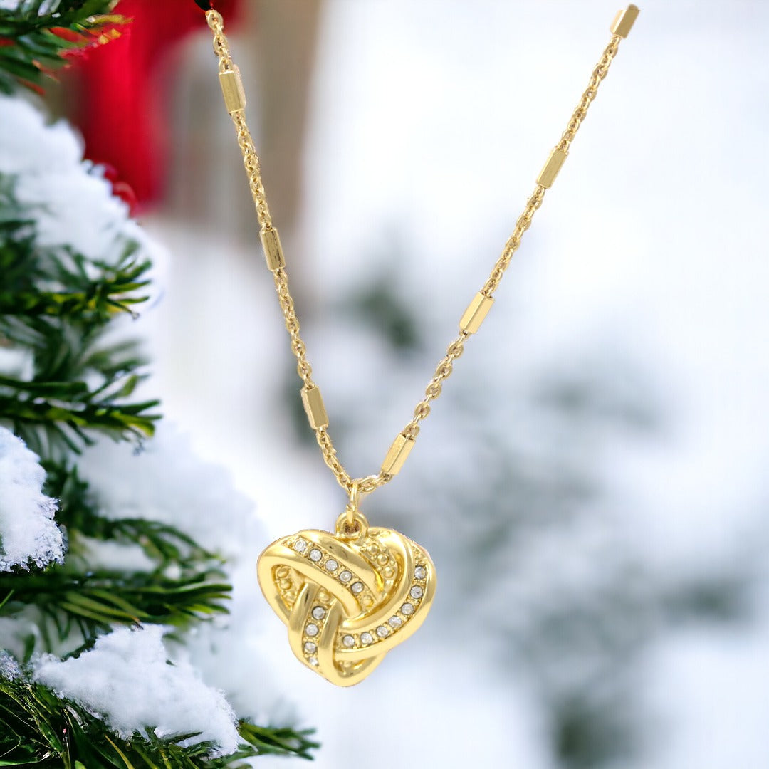 Tangled Heart Necklace Real Gold Plated 24K